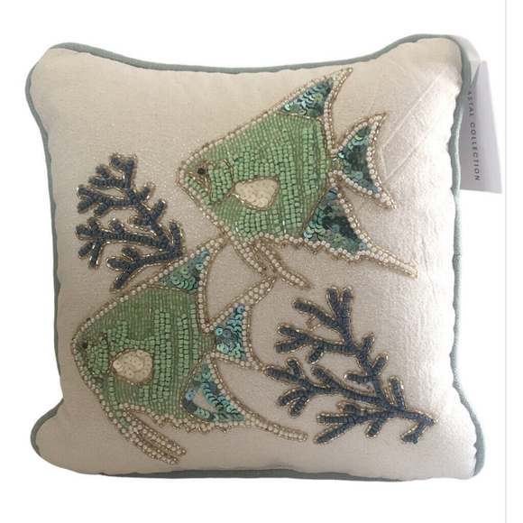 coastal collection Other - COASTAL COLLECTION | Beaded Sequins Fish Decorative Throw Pillow